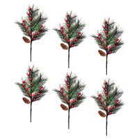 Bothyi - 6 Ramas De Frutos Rojos Artificiales De 16 Pulgadas Para Decoración Navideña