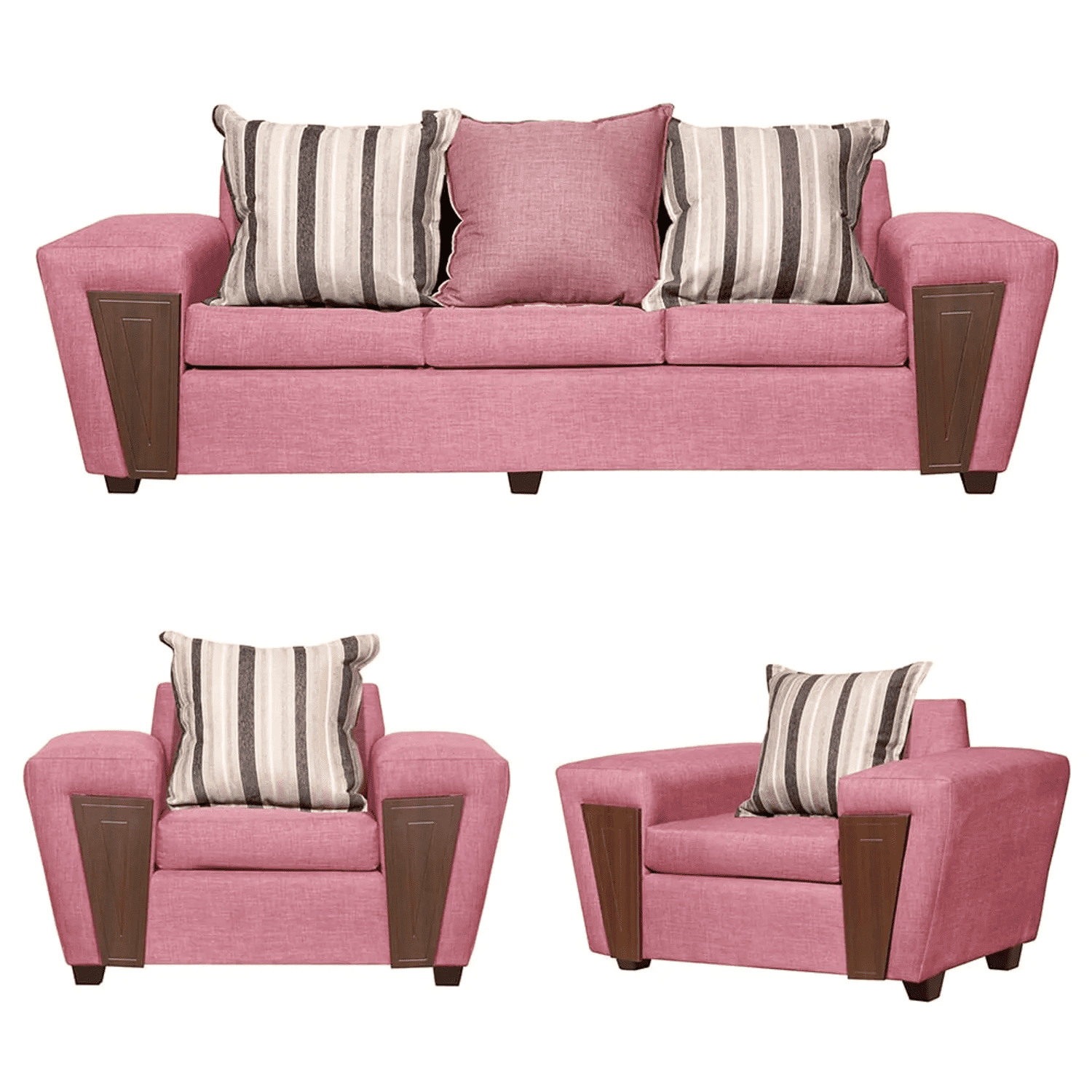 Ruzam Mobel - Juego De Living 3-1-1 Creta Palo Rosa Lino