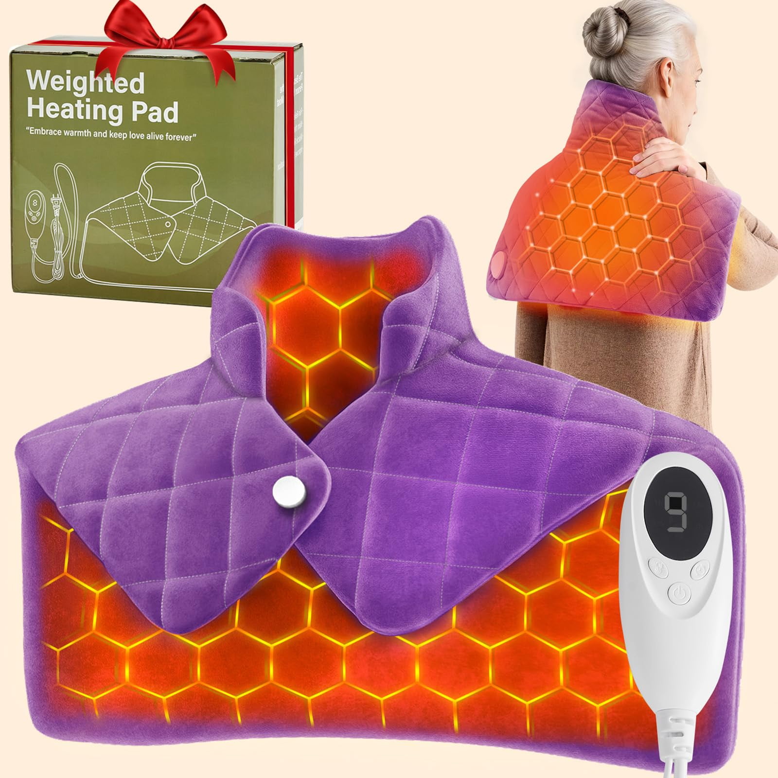 Almohadilla Térmica Pesada Octrot Morada Para Cuello, Hombros Y Espalda