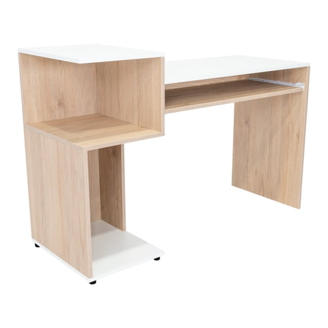 Fm Furniture - Escritorio Moderno Fm 81,5X120X46 Cm Café Claro Y Blanco