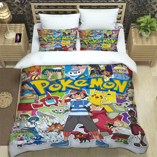 Cute P-Pokémons cartoon Bedding Sets exquisite bed supplies set duvet cover bed comforter set bedding set luxury birthday gift