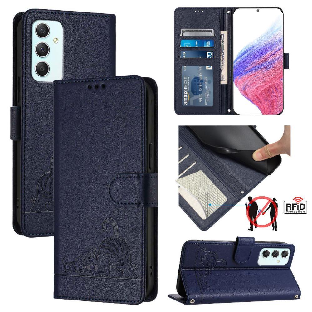 Funda Tipo Cartera Foxdock Para Samsung Galaxy A35 5G Con Soporte, Ranuras, Rfid, Diseño De Gato