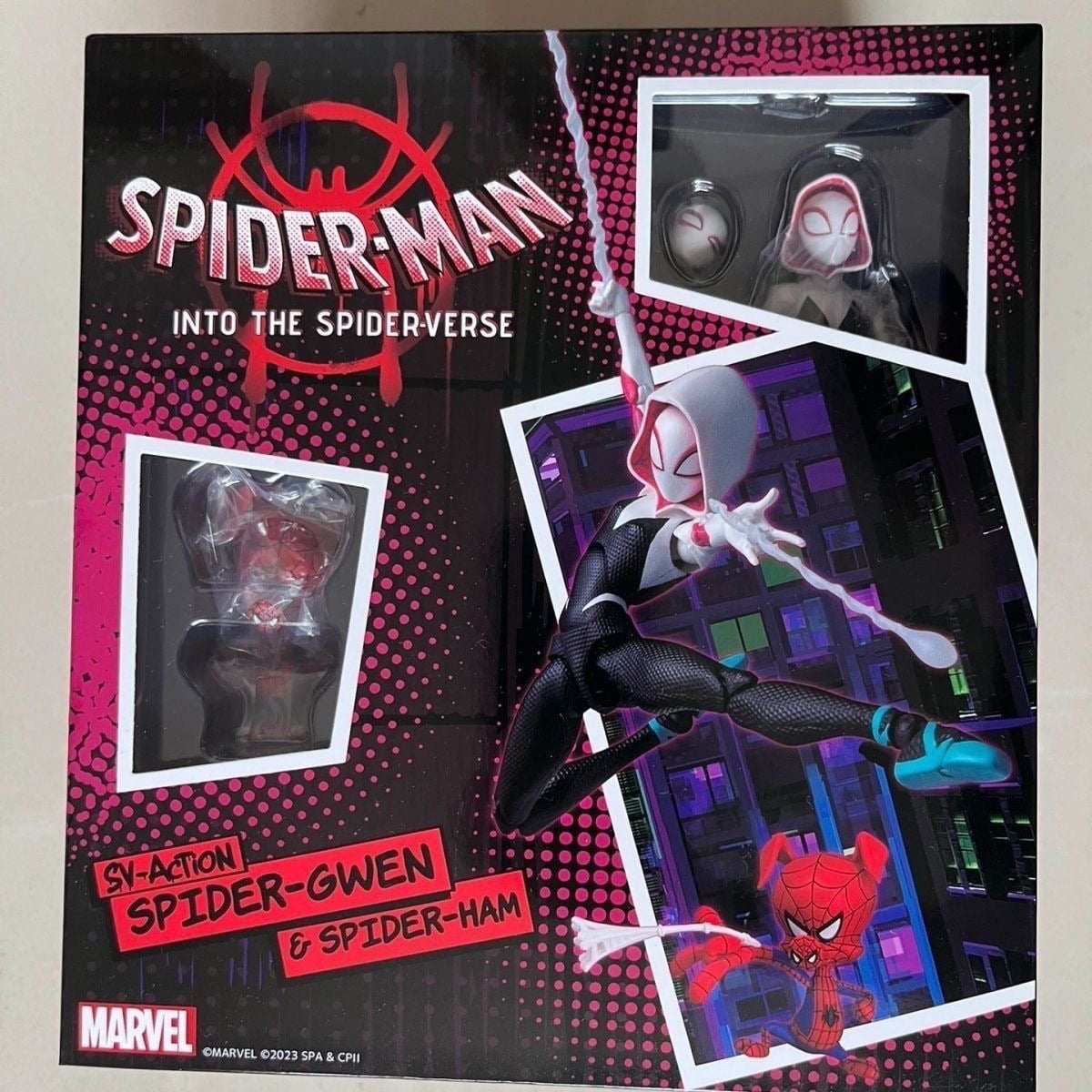 Unbranded - Set En Caja: Figuras De Acción Articuladas Spider Gwen Y Spider Ham, Altura 13 Cm