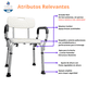 thumbnail image 3 of Silla de Ducha con Apoya Brazos Aluminio Regulable, 3 of 3