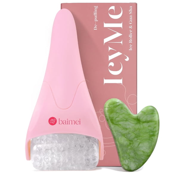 Rodillo Facial De Hielo Y Gua Sha Jade Rosa