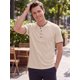 thumbnail image 4 of INSPIRE CHIC Camisetas Henley de Hombre de Manga Corta Ligera Casual de Verano XL Beige, 4 of 5