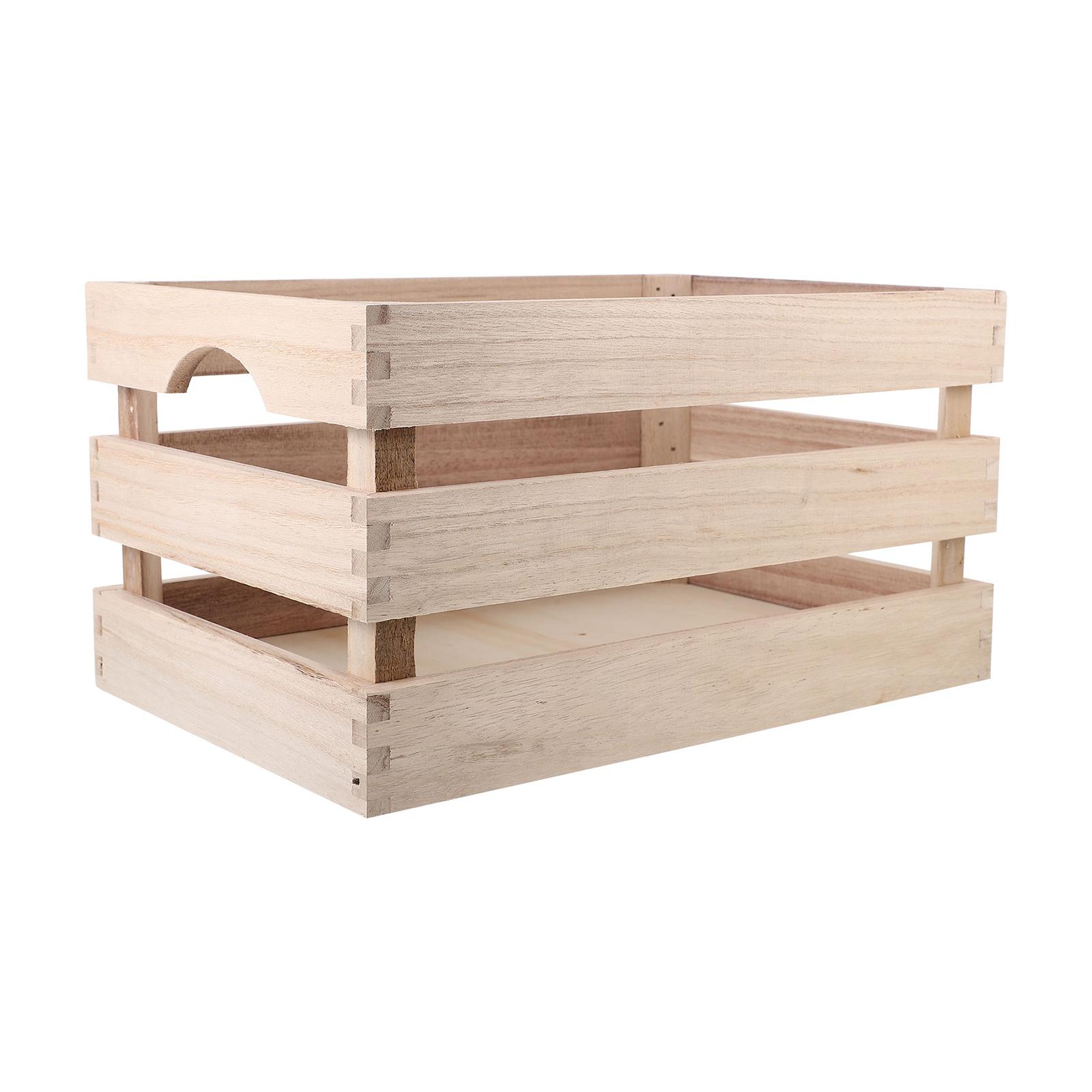 Magideal - Caja De Madera Para Exhibición De Frutas, Caja De Almacenamiento De Madera Maciza Rústica, Caja De Madera Rectangular Para Decoración De Supermercado, Estilo A