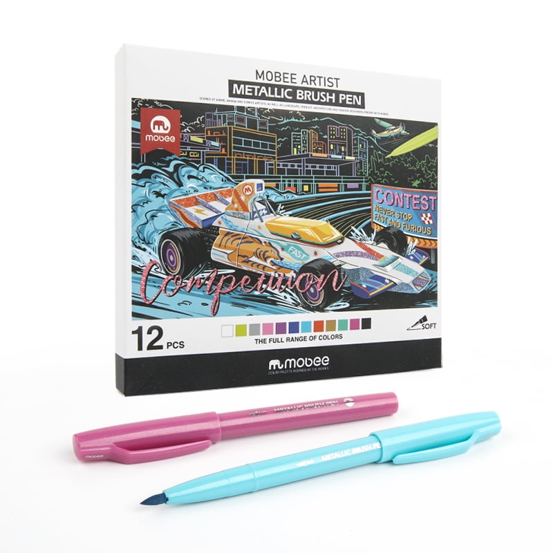 Mobee - Marcadores Lápices Metálicos Set 12 Colores Profesional