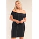 thumbnail image 1 of Vestido Mini Ajustado con Hombros Descubiertos y Cremallera Frontal de Talla Grande, 1 of 5