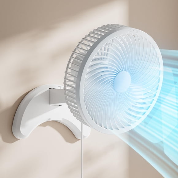 Ventilador de pared Koonie de 8 pulgadas con temporizador de 3 velocidades, color blanco
