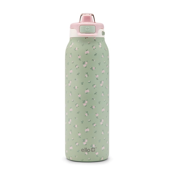 Ello Pop & Fill Botella de Agua de Acero Inoxidable 946 ml, Sorbo o Trago, Full Bloom