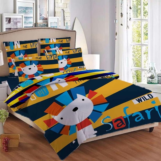 Cute Rabbit Stripe Duvet Quilt Covers Pillow Case Bedding Sets3-Piece Bedding Set (1 Duvet Cover + 2 Pillow Shams)