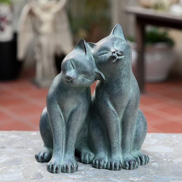 Estatua De Jardín Newman House Studio Pareja De Gatos De Poliresina