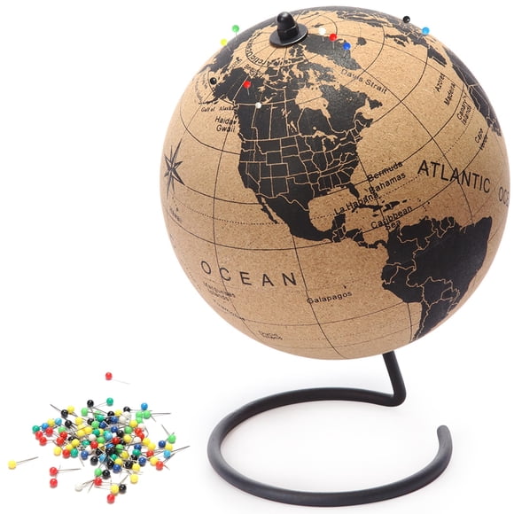 Globe Trekkers de corcho con alfileres de 18,5 cm con 100 alfileres