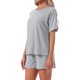 thumbnail image 4 of INSPIRE CHIC Conjunto de Pijama de Punto de Jersey para Mujer con Manga Corta, Hombro Caído y Pantalones Cortos con Cintura Elástica S Gris, 4 of 6