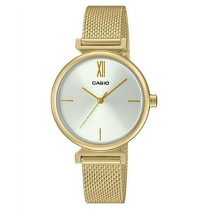 Casio - Reloj Análogo Tono Dorado Acero Inoxidable Esfera Blanca Cuarzo Ltp-2024Vmg-7C Para Mujer Con Juego De Brazalete