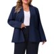 thumbnail image 1 of Blazer de Talla Grande para Mujer de Agnes Orinda, Chaqueta de Negocios Casual con Botones, Sin Cuello, de Manga Larga, con Bolsillos, 2X Azul Marino, 1 of 8