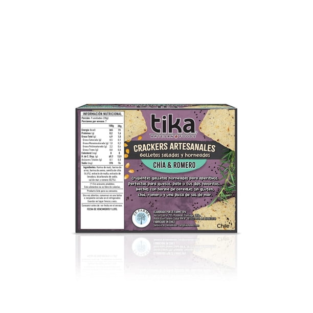 Galletas Saladas Artesanales Chía y Romero Caja, 140 g | Lider
