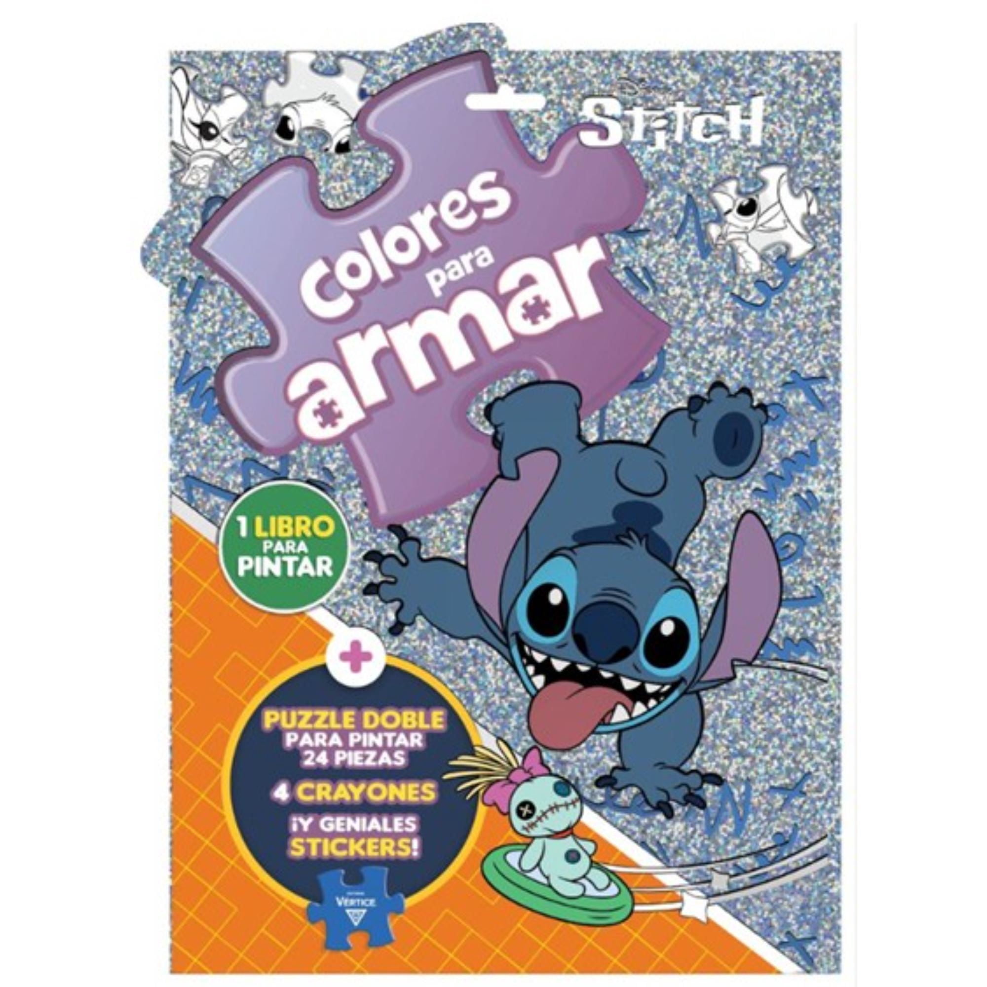 Libro Para Colorear Stitch + Set Lápices De Colores Vertice