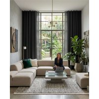 Mylhogar - Set De Cortinas Blackout Engomadas Modernas De Lujo