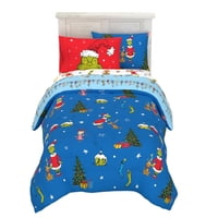 Juego De Ropa De Cama Franco Grinch De Dr. Seuss Holiday Doble