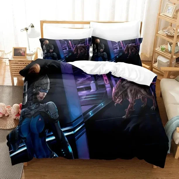 v26 Bed Sheets Metroid Prime Bedding Set Duvet Cover Bed Set Quilt Cover Pillowcase Comforter king Queen Size Boys Adult Bedding Set 3-Piece Bedding Set (1 Duvet Cover + 2 Pillow Shams) Bed Sheets ju2