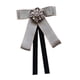 thumbnail image 5 of Broche de cinta de corbata de lazo, decoración de corbata de bownot, alfiler de cuello para mujeres, elegante corbata de diamantes de imitación para Gris, 5 of 5