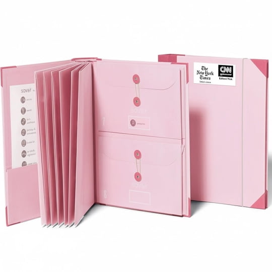 Organizador De Documentos Savor The Folio Binder Con 10 Bolsillos, Color Rosa