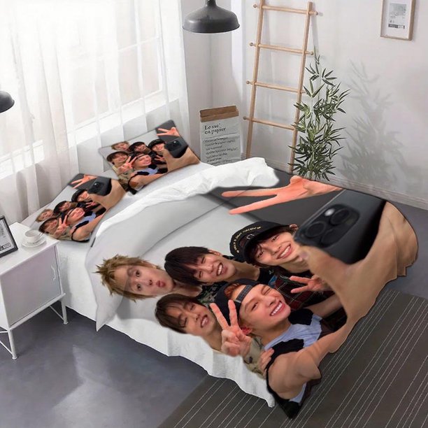 3pcs Set Korean Pop Group Cortis Happy Selfie Printed Duvet Cover Set Fashionable All-Season Bedding