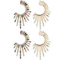 2 Pares De Pendientes De Moda Simples, Irregulares, Geométricos, Semicirculares, En Forma De C, Con Decoración Completa