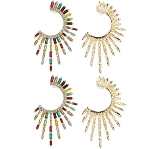 2 Pares De Pendientes De Moda Simples, Irregulares, Geométricos, Semicirculares, En Forma De C, Con Decoración Completa