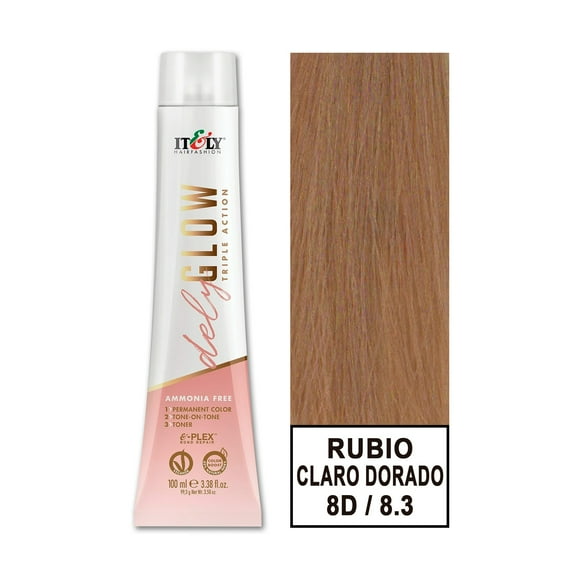 Tintura Permanente Sin Amoniaco Delyglow 100ml (Rubio Claro Dorado 8.3 8D)