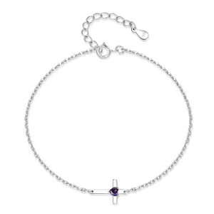 Pulsera Heshpaws S925 Sterling Silver Cross Ajustable Celeste
