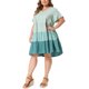 thumbnail image 4 of GRACE & GRANDEUR Vestido midi de chambray con mangas cortas con volantes, vuelo fluido y dobladillo en capas para mujer de talla grande 1X gris verde, 4 of 6