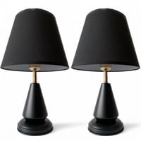 Genérica - Lámpara De Velador Mesa Decoración Dormitorio Living Negra Pack De 2