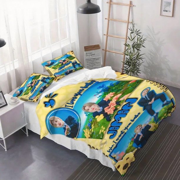 3pcs JIMIN Creative Collage of Flowers And Shining Moments on Stage Duvet Cover Set - Bedding Printed Set for Birthday Gifts Holiday Gifts