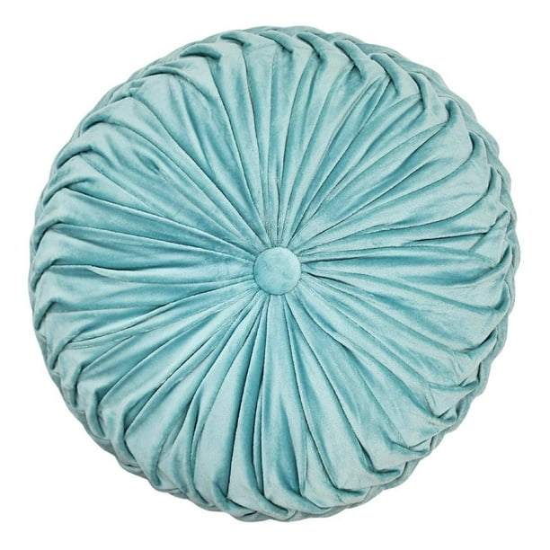 Cojín De Terciopelo Redondo Grande Para Sillón Tela Velvet celeste