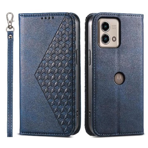 Funda Flip Foxdock Para Motorola Moto G Stylus 5G 2023 , Estilo Billetera Con Diseño Rombo, Correa De Mano Y Soporte, Uso Diario