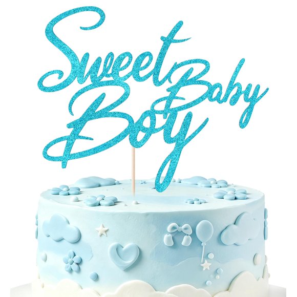 Adorno para pastel Auteby azul con brillo Sweet Baby Boy