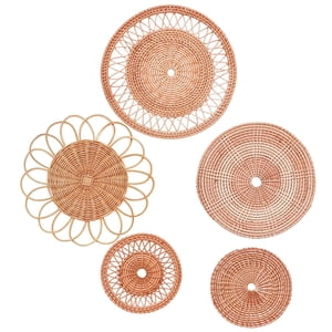 Bothyi - Decoración De Pared, Arte Decorativo Tejido De Ratán Para Pared, Para Hotel, Comedor, Restaurante, 5 Piezas