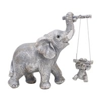 Bothyi - Estatua De Elefante Madre E Hijo, Obra De Arte Para Sala De Estar, Apartamento, Casa De Campo, Color Plata