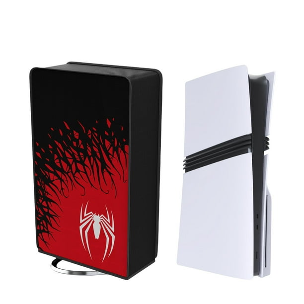 Compatible con PlayStation 5 Pro - Funda protectora antipolvo, antiarañazos, ajuste de precisión, almacenamiento vertical de la consola-Negro Rojo