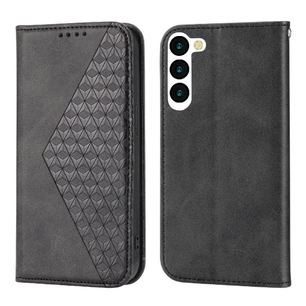 Funda Flip FOXDOCK para Samsung Galaxy S23 Plus , Estilo Billetera con Diseño Rombo, Correa de Mano y Soporte, Uso Diario