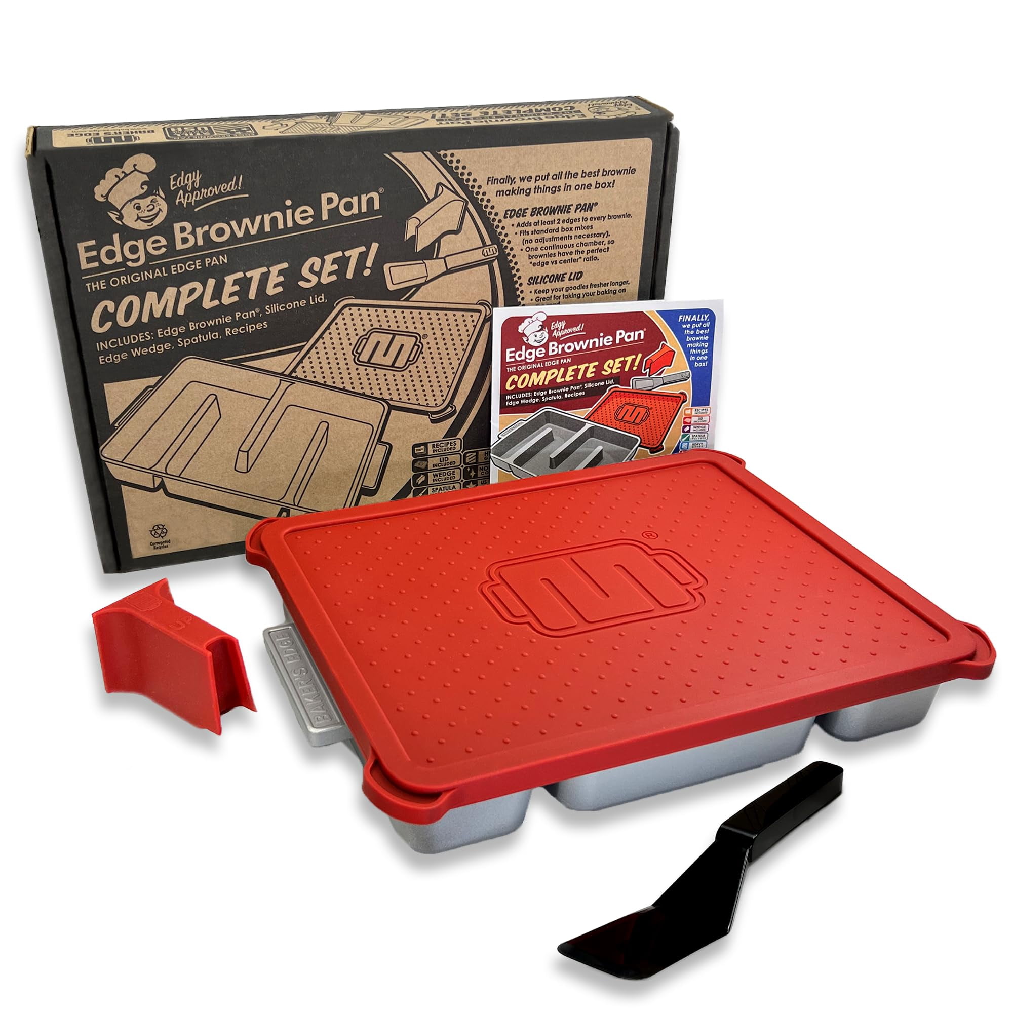 Juego Completo Para Brownie Pan Baker's Edge Con Tapa Y Cuña