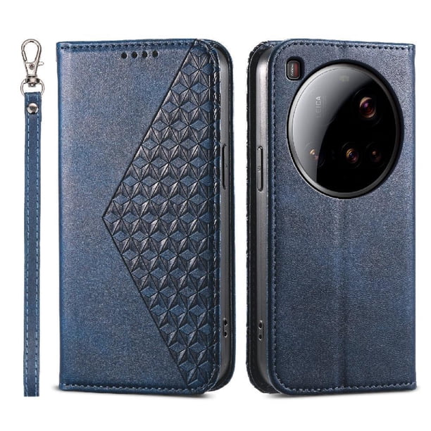 Funda Flip FOXDOCK para Xiaomi 15 Ultra , Estilo Billetera con Diseño Rombo, Correa de Mano y Soporte, Uso Diario
