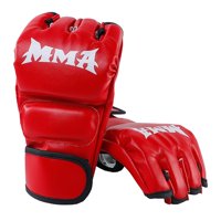 Ioensy - Guantes De Boxeo Medio Dedo Palmas Abiertas Para Grappling Sparring Adulto Unisex Rojo