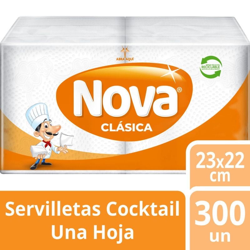 Nova - Servilletas Cóctel Una Hoja 23X22Cm 300 Un