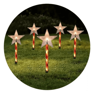Aladdins Shop - Pack 5 Estacas De Navidad Decoracion De Pascua Estaca Solar De Estrella