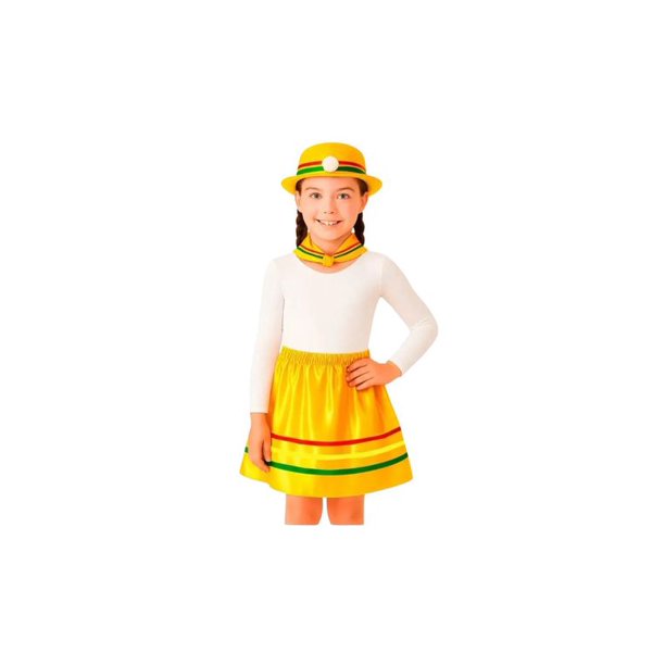 Traje Tipico Nortino Niña Falda, Punta y Sombrero Amarillo