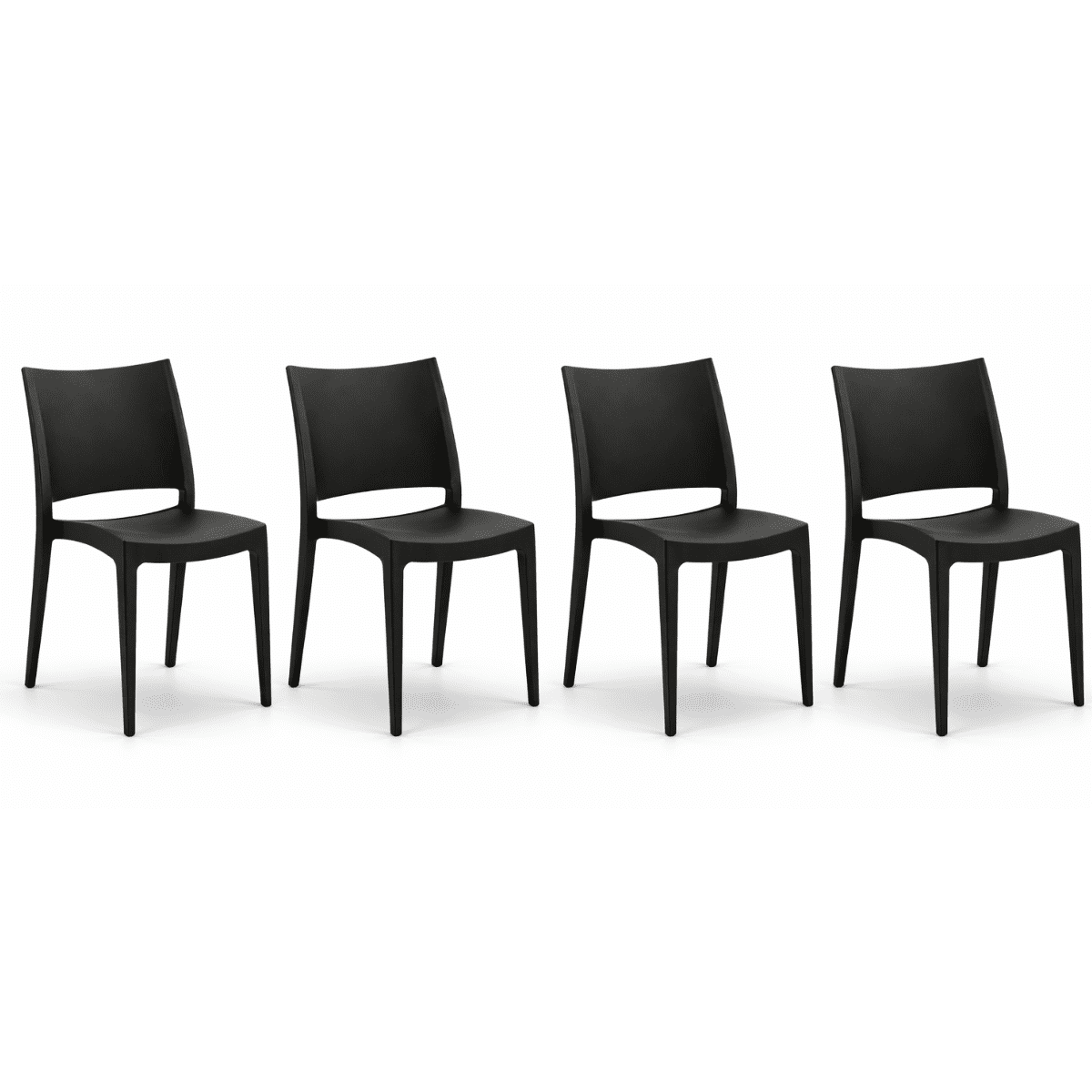 Moboi - Pack 4 Sillas Murcia Minimalista Para Comedor O Restaurante Negra